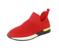 VBEDKDEB Zapatillas deportivas para mujer, zapatillas de deporte, calcetines de punto voladores, zapatos de tela elástica, zapatos grandes, zapatillas de mujer, color negro, rojo, 38.5 EU