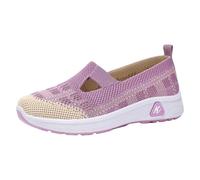 VBEDKDEB Zapatillas deportivas para mujer, zapatos informales, transpirables, cómodas, con suela plana, zapatos blancos para mujer, morado, 37.5 EU