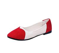 VBEDKDEB Zapatos de bailarina para mujer, cómodos, planos, bailarinas de color a juego, amor, punta baja, encaje, zapatos planos para el tiempo libre, bailarina descalza para mujer, rojo, 39 EU