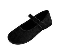 VBEDKDEB Zapatos de bailarina para mujer, cómodos, planos, zapatos de moda retro de hada, una palabra, boca plana, pequeños zapatos de cuero con falda Mary Jane bailarina mujer, Negro , 38.5 EU