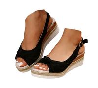VBEDKDEB Zapatos de plataforma para mujer, alpargatas cómodas, con broches ajustables, sandalias elegantes de ante abierto, sandalias de caminar 2025, sandalias informales de verano para vacaciones