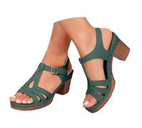 VBEDKDEB Zapatos de tacón de cuña para mujer cómodos tacón bloque ajustable sandalias elegantes tacón grueso abierto sandalias de caminar 2025 verano casual vacaciones viaje sandalias, AG., 40.5 EU