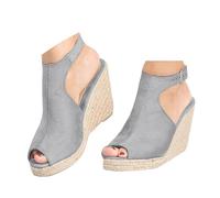 VBEDKDEB Zapatos de tacón de cuña para mujer, sandalias de cuero con plataforma de ante, sandalias de piel para mujer, correa ajustable, alpargatas antideslizantes, sandalias de verano 2025