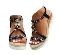 VBEDKDEB Zapatos de tacón de cuña Sandalias de mujer Cómodas Alpargatas de Plataforma Sandalias 2025 Verano Casual Bohemia Sandalias de Lino Abiertas Antideslizante Sandalias para Playa Viaje