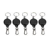 Vbest life Llavero retráctil, Cuerda de Alambre de Acero de 60 cm Llavero retráctil Estiramiento Llaves Broche Llavero Anti-pérdida Robusto y Duradero(5 Piezas)