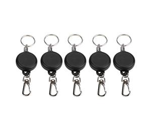 Vbest life Llavero retráctil, Cuerda de Alambre de Acero de 60 cm Llavero retráctil Estiramiento Llaves Broche Llavero Anti-pérdida Robusto y Duradero(5 Piezas)