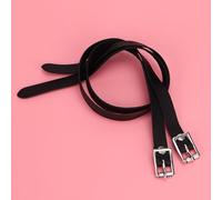 VBESTLIFE 1 par de Correas de Cuero Premium para Espuelas - Accesorios para Herramientas de Caballo Negro de 50 Cm con Hebilla de Acero Inoxidable, Cuero Artificial Suave y Flexible, Duradero y