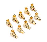 VBESTLIFE 10 Piezas Adaptador RCA de 90 Grados, Conectores RCA Macho a RCA Hembra Adaptadores de Enchufe de ángulo Recto Conector Chapado en Oro para Audio TV Adaptador RCA de 90 Grados