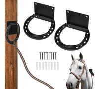 VBESTLIFE 2 Anillo de Corbata para Caballos, Acero Sólido con Tornillos de Expansión, Corbatas Cruzadas de Herradura para Suministros de Establo de Tachuela de Caballos