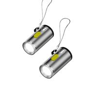 VBESTLIFE 2 Piezas Mini Linterna LED, USB C Alimentada, Linternas Pequeñas 230lm con Cordón, Luz de Bolsillo para Acampar, Senderismo, Emergencia (Color plateado)