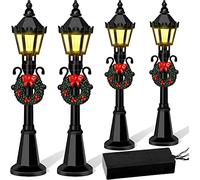 VBESTLIFE 4 Piezas de Mini Modelo de Luz de Calle Navideña, Farola de Casa de Muñecas, Linterna de Camino de Pueblo en Miniatura para Accesorios de Jardín de Hadas de Paisaje DIY
