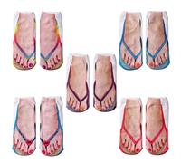 VBESTLIFE 5 Pares de Calcetines con Estampado de Manicura y Chanclas, Patrón 3D, Casuales Personalizados