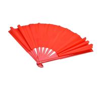 VBESTLIFE Abanico de Tai Chi - Bambú Natural y Seda, Abanico de Entrenamiento de Rendimiento de Artes Marciales Kung Fu, Apertura Ligera y Duradera, Elegante Costilla Roja para Práctica de Danza