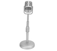 VBESTLIFE Accesorio de Micrófono Vintage, Micrófono de Estilo Retro con Base Estable, Varilla de Soporte, Soporte de Simulación para Accesorios de Fotografía (SILVER)