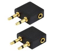 VBESTLIFE Adaptador de Auriculares para Avión, Doble Conector de Vuelo de Avión Macho a Hembra de 3,5 Mm con Conectores de Metal para Viajes, Entretenimiento en Vuelo (2PCS)