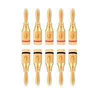 VBESTLIFE Adaptador de conector banana de audio, conector de altavoz banana bañado en oro de cobre puro para amplificadores o altavoces y aplicación de sonido profesional - 10 piezas