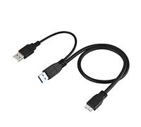 VBESTLIFE Adaptador de Corriente USB 3.0 A Macho a Micro-B Macho + Macho Cable Y para Disco Duro móvil HDD, para Nota 3, para S5.50cm