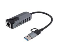 VBESTLIFE Adaptador Ethernet 5G USB 3.0, 2 en 1 USB A Tipo C A Tarjeta de Red de 5 Gbps Convertidor LAN RJ45 para PC Portátil