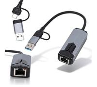 VBESTLIFE Adaptador Ethernet 5G USB 3.0, Convertidor de Adaptador de Internet de Red LAN RJ45 de Alta Velocidad 2 en 1 USB A/Tipo C a RJ45 para PC y Portátil