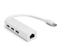 VBESTLIFE Adaptador Ethernet RJ45 Tipo C a USB 2.0, expansión de 3 Puertos, Interfaz USB 2.0/1 Puerto RJ45, Tarjeta de Red 100M, para Win XP / 7/8 / OS X(RJ45)