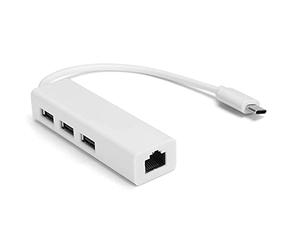 VBESTLIFE Adaptador Ethernet RJ45 Tipo C a USB 2.0, expansión de 3 Puertos, Interfaz USB 2.0/1 Puerto RJ45, Tarjeta de Red 100M, para Win XP / 7/8 / OS X(RJ45)