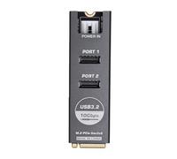 VBESTLIFE Adaptador M.2 NVMe a Tipo E, Tarjeta de Expansión de 10 Gbps con Puertos USB 3,2 Duales con Carcasa de Aleación de Aluminio para Placa Base
