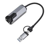 VBESTLIFE Adaptador USB C a Ethernet de 5 Gbps, Adaptador de Red USB y Tipo C a RJ45 2 en 1, Convertidor LAN Gigabit de 5 Gbps con Carcasa de Aluminio, Plug and Play