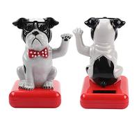 VBESTLIFE Adorno de Perro con Columpio con Energía Solar, Linda Decoración de Coche con Movimiento Divertido del Brazo, Accesorio de Escritorio Kawaii para Tablero, Figura de Mesa de Oficina en Casa