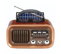 VBESTLIFE Altavoz Bluetooth Retro, Radio Vintage FM Am SW con Estilo Clásico Antiguo, Carga Solar de Soporte, Volumen Fuerte, Tarjeta TF y Reproductor de MP3 (Gold)