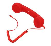 VBESTLIFE Auricular de Teléfono Retro, Auricular de Teléfono Tipo C, Receptor de Celular Portátil con Enchufe con Cable Vintage con Micrófono, para Conferencias, Llamadas (Rojo)