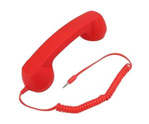 VBESTLIFE Auricular de Teléfono Vintage, Micrófono Receptor de Teléfono Celular Retro para Todos los Teléfonos Inteligentes y Computadoras con Conector de 3,5 Mm (Rojo)