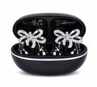 VBESTLIFE Auriculares con Clip Inspirados en Joyas con Pendientes de Lazo, Auriculares Inalámbricos Bluetooth 6,0 de Oído Abierto de Ajuste Cómodo para Mujeres, Deportes (Black)