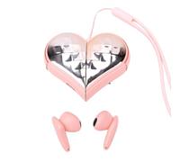 VBESTLIFE Auriculares en Forma de Corazón, Auriculares Inalámbricos Bluetooth 5.4 con Estuche de Carga, Sonido Estéreo para Mujeres y Niñas (Pink)