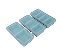 VBESTLIFE Bandeja de Silicona para Congelador con Tapas, Recipientes de Almacenamiento de Alimentos para Caldo de Sopa, Apto para Horno, Microondas y Lavavajillas, con Líneas de Medición, (BLUE)