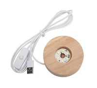 VBESTLIFE Base de Luz LED, Lámpara de Exhibición Redonda de Madera con USB, Base de Roble Iluminada para Estatuas 3D de Acrílico de Vidrio Artístico, Brillante Alimentada por USB de 8 Cm/3,1 (#2)