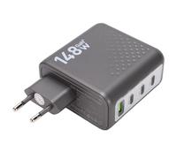 VBESTLIFE Bloque de Cargador USB C de 148W, Carga Rápida PD 3.1 de 4 Puertos con Pantalla AI para Teléfonos Inteligentes, Portátiles, Tabletas, Adaptador de Viaje (Enchufe de la UE)