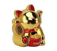 VBESTLIFE Brazo Eléctrico Que Agita, Gato de la Fortuna, Adorables Adornos de Plástico para Buena Suerte y Bendiciones para Escritorio, Sala de Estar, Coche, 5,5 Pulgadas (MLY11020-4 Oro)