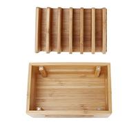 VBESTLIFE Caja de Almacenamiento Portátil de Madera de bambú para Tableta, Organizador de Ordenador, Base Retro para Teléfono Móvil para Dormitorio, Suministros de Oficina
