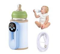 VBESTLIFE Calentador de Biberones Portátil Recargable con 11 Ajustes de Temperatura, Batería de 8000 MAh, Calentador de Leche de Calentamiento Rápido con Luz Nocturna para Viajes (BLUE)