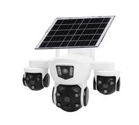 VBESTLIFE Cámara de Seguridad PTZ WiFi de Triple Lente Inalámbrica Solar, Cámaras Laterales con Brazo Ajustable en Todos los ángulos, Vista 2K de 360° sin Punto Ciego, Audio de 2 Vías