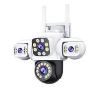 VBESTLIFE Cámara de Seguridad PTZ WiFi PTZ de Lente Triple, Cámara de Seguridad de Tres Lentes Al Aire Libre, 1080p 360 ° Vista sin Punto Ciego, Seguimiento Automático, Audio de 2 Vías (Enchufe de