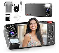 VBESTLIFE Cámara Digital 4K, 64MP 18X Zoom Digital Autofocus Cámara Vlog Portátil con Pantalla Abatible de 270°, Luz LED Incorporada, 16 Filtros Divertidos, para Principiantes