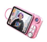 VBESTLIFE Cámara Digital 4K, Cámara Vlog de Enfoque Automático de 48MP con Zoom de 18X, Antivibración, Compacta Portátil de Apuntar y Disparar para Adolescentes Adultos (Pink)