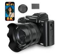 VBESTLIFE Cámara Digital 8K, Cámara Selfie WiFi con Lente Dual HD de 88MP, Zoom 16X y Parasol con Pantalla Táctil de 3,2 Pulgadas para Fotografía