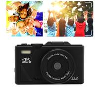 VBESTLIFE Cámara Digital, Cámara de Vlogging 64M UHD 4K con Zoom Digital de 18X, Pantalla IPS Abatible de 3 Pulgadas, Enfoque Automático, Cámara Compacta de Apuntar y Disparar para Grabar