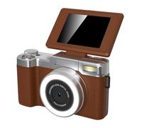 VBESTLIFE Cámara Digital, Cámaras 4K 48MP para Fotografía, Cámara Vlog Autofoucs con Zoom 18X con Pantalla Abatible de 180°, Cámara de Viaje Compacta para Adolescentes Principiantes (Brown)