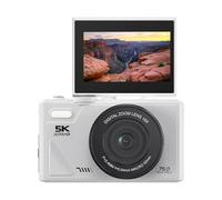 VBESTLIFE Cámara Digital de 5k, Cámara de Vlogging WiFi 75MP para Youtube, Cámara de Video de Viaje Compacto de Enfoque Automático 3 "Pantalla de 180 ° con Zoom de 18x (White)