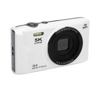VBESTLIFE Cámara Digital de 5k, Cámara Digital de 72MP UHD, 16x Punto de Enfoque Automático de Zoom y Dispara una Cámara de Viaje Pequeña con Flash, Pantalla de 2.8 Pulgadas, 32 GB (White)