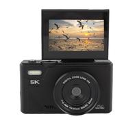 VBESTLIFE Cámara Digital de 5k, Cámara Vlog de 75MP para Youtube, Cámara de Video de Enfoque Automático UHD con Pantalla de Flip de 3 "180 °, 18x Zoom Compacto Camara Camara (Black)