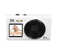VBESTLIFE Cámara Digital de 5k de Pantalla Dual, 80MP, Zoom de 18x, WiFi, Flash Incorporado, Cámara de Video de Viaje de Enfoque Automático para Youtube, con Memoria de 64 GB (White)
